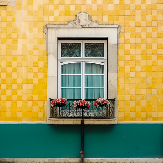 A vibrant portrayal of Lisbon's iconic yellow tiles