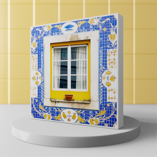Innovative Lisbon souvenir, AI art in a versatile frame, a blend of tradition and modern elegance.